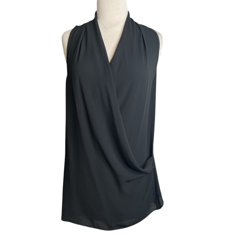 Rubber Ducky Productions Black Draped Sleeveless Blouse